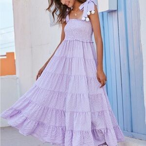 Purple Gingham Maxi Dress